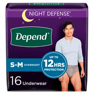 Depend Night Defense Adult Incontinence Underwear Overnight, Small/Medium Grey Underwear