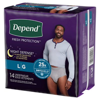 Depend Night Defense Adult Incontinence Underwear Overnight, Large Grey  Underwear - ShopRite