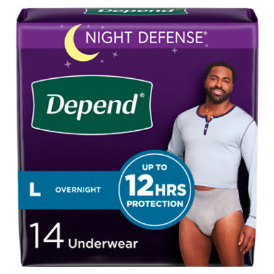 Depend Night Defense Adult Incontinence Underwear Overnight, Large Grey Underwear