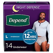Depend Night Defense Adult Incontinence Underwear Overnight, Large Grey Underwear