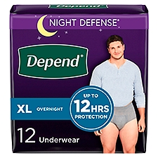 Depend Night Defense Adult Incontinence Underwear Overnight, Extra-Large Grey Underwear
