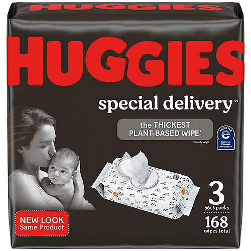 Huggies Special Delivery Baby Wipes are plant-based and contain only 7 ingredients, making them our simplest formula yet. They're fragrance free, hypoallergenic, dermatologically tested & pH balanced.   (168 ct)