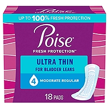 Poise Pads, Ultra Thin Postpartum Incontinence Moderate Absorbency Regular Length, 18 Each
