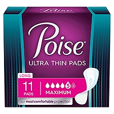 Poise Ultra Thin Incontinence Maximum Absorbency Long Length, Pads, 1 Each