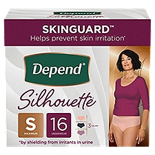 Depend Silhouette Maximum Absorbency Invisible Comfort and Protection Size S, Underwear, 16 Each