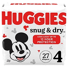 Huggies Snug & Dry Diapers, Size 4, 22-37 lb, 27 count