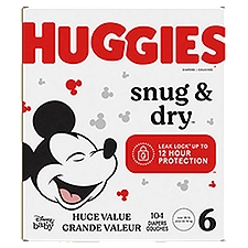 Huggies Snug & Dry Diapers, Baby Size 6, 104 Each