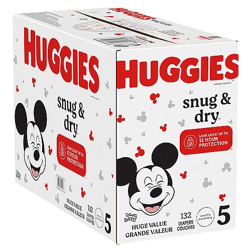 132 Ct Huggies Snug & Dry Baby Diapers Size 5 