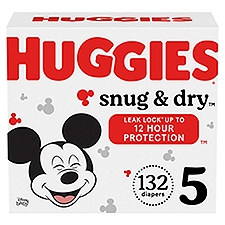 Huggies Snug & Dry Baby Diapers, Size 5 (27+ lbs), 132 Each