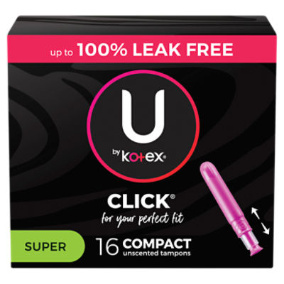 U by kotex Click Super Compact Unscented Tampons, 16 count