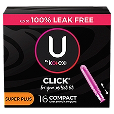 U by Kotex Click Compact Super Plus Unscented, Tampons, 16 Each