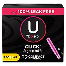 U by kotex Click Regular Compact Unscented, Tampons, 32 Each