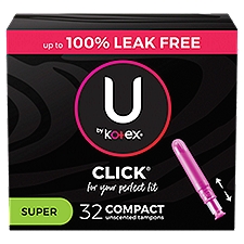 U by Kotex Click Tampons, Compact Super Unscented, 32 Each
