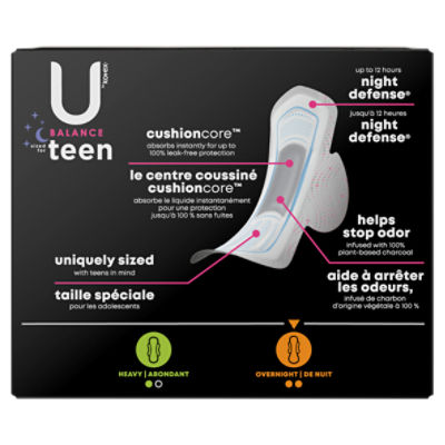 Teen Ultra Thin Feminine Pads with Wings, Overnight, Unscented, 12 Count