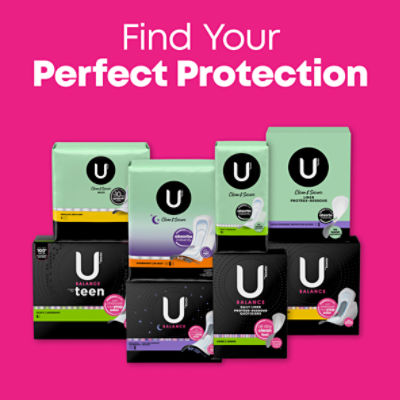 U by Kotex Balance Ultra Thin Overnight Pads with Wings, 13 Count