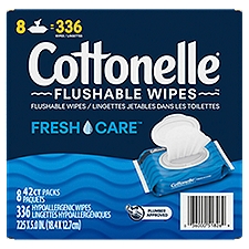 Cottonelle Wet Wipes Flushable Flip-Top Packs, 8 Each