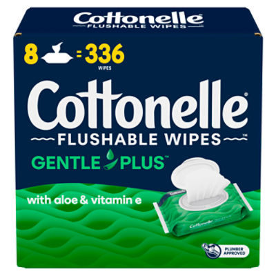 Cottonelle GentlePlus Flushable Wet Wipes with Aloe & Vitamin E, 336 Each