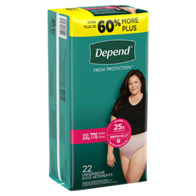 Depend Fresh Protection Adult Incontinence Underwear Maximum,  Extra-Extra-Large Blush Underwear