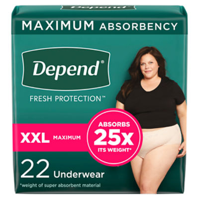 Depend Fresh Protection Adult Incontinence & Postpartum Bladder Leak Underwear for Women, 22 Each