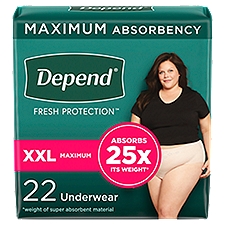 Depend Fresh Protection Adult Incontinence Underwear Maximum, Extra-Extra-Large Blush Underwear, 22 Each