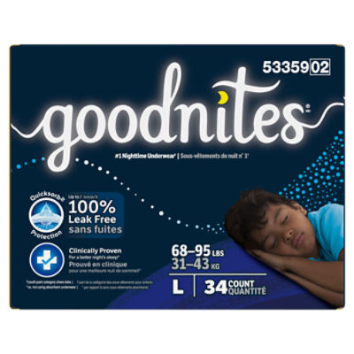 Goodnites Boys Nighttime Underwear, Sizes 10-12, L, 68-95 lbs, 34 Count Image 14 of 15