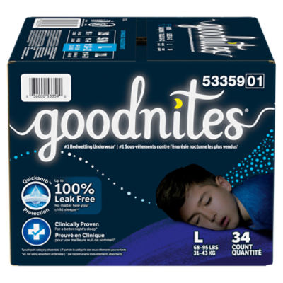 Goodnites Boys' Nighttime Bedwetting Underwear, L (68-95 lb.), 11 Ct - CTC  Health