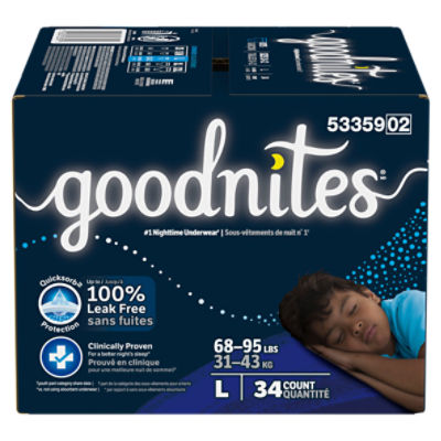 Goodnites Boys Nighttime Underwear, Sizes 10-12, L, 68-95 lbs, 34 Count Image 10 of 15
