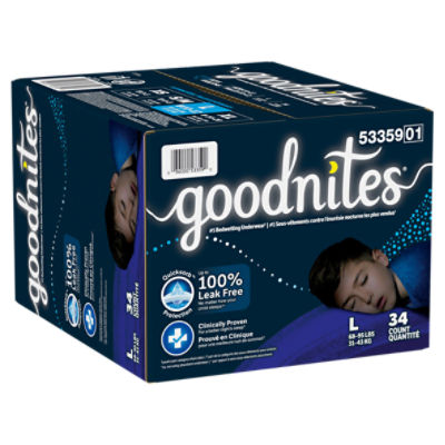  Goodnites Girls' Nighttime Bedwetting Underwear, Size Large  (68-95 lbs), 75 Ct (3 Packs of 25), Packaging May Vary : Health & Household