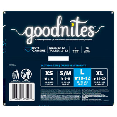 Goodnites Nighttime Bedwetting Underwear, Girls' L (68-95 lb.), 34 Ct :  : Health & Personal Care