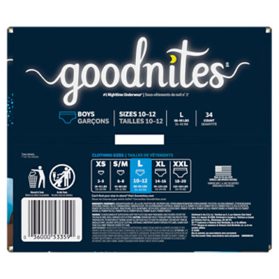Goodnites Boys Nighttime Underwear, Sizes 10-12, L, 68-95 lbs, 34 Count Image 13 of 15
