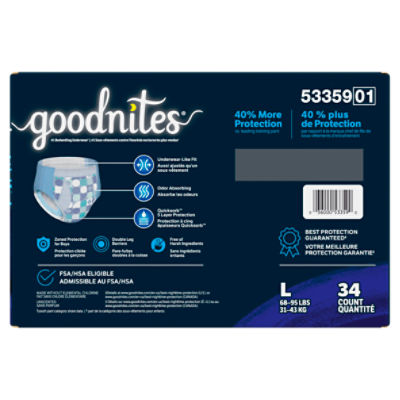 Goodnites Boys' Nighttime Bedwetting Underwear, Size XS (28-43 lbs