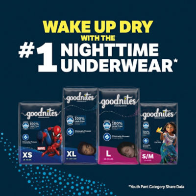 Goodnites Boys' Nighttime Bedwetting Underwear, Size Large (68-95 lbs), 34  Ct - ShopRite