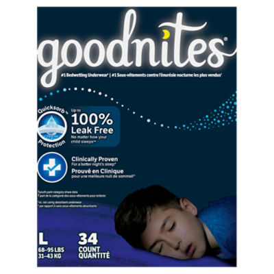 Goodnites Boys' Nighttime Bedwetting Underwear, Size Large (68-95
