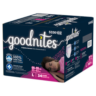 Goodnites Girls Nighttime Underwear, Sizes 10-12, L, 68-95 lbs, 34 Count Image 11 of 15