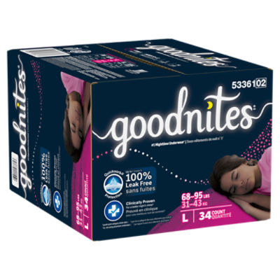 Goodnites Girls Nighttime Underwear, Sizes 10-12, L, 68-95 lbs, 34 Count Image 12 of 15