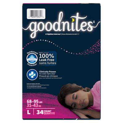 Goodnites Girls Nighttime Underwear, Sizes 10-12, L, 68-95 lbs, 34 Count Image 8 of 15