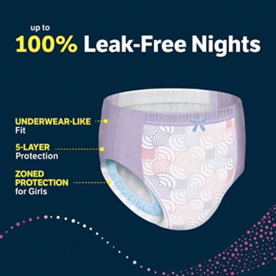 Goodnites Girls Nighttime Underwear, Sizes 10-12, L, 68-95 lbs, 34 Count Image 2 of 15