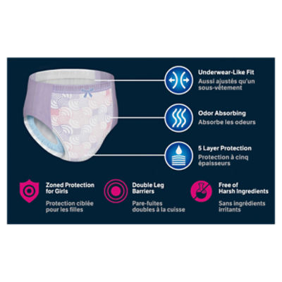 Goodnites Girls Nighttime Underwear, Sizes 10-12, L, 68-95 lbs, 34 Count Image 6 of 15