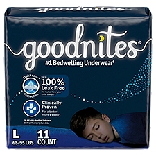 Goodnites Boys Nighttime Underwear, Fits Sizes 10-12, L, 68-95 lbs, 11 count