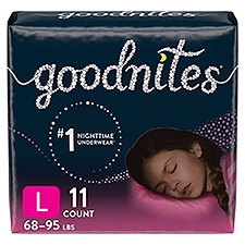 goodnites Nighttime Girls Underwear, Fits Sizes 10-12 L, 68-95 lbs, 11 count