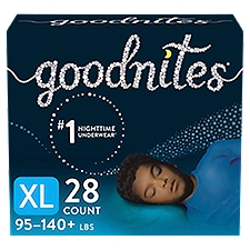 Goodnites Boys' Nighttime Bedwetting Underwear, Size Extra Large (95-140+ lbs), 28 Ct, 28 Each
