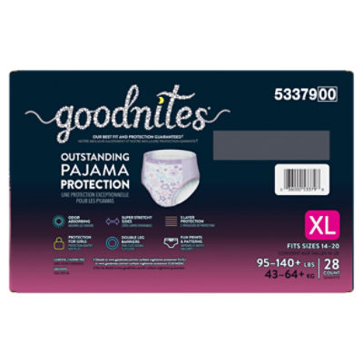 Goodnites Night Time Underwear For Girls Size L/XL 24 Count