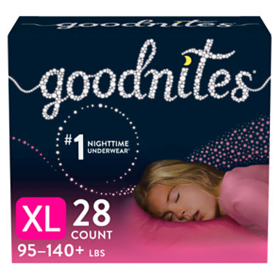 Goodnites Nighttime Girls Underwear, Fits Sizes 1420 XL, 95140+ lbs
