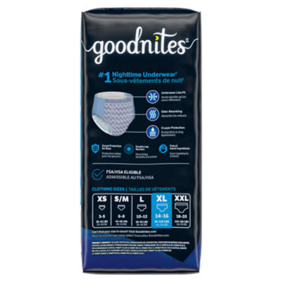 Goodnites Boys Nighttime Underwear, Sizes 14-16, XL, 95-120 lbs, 9