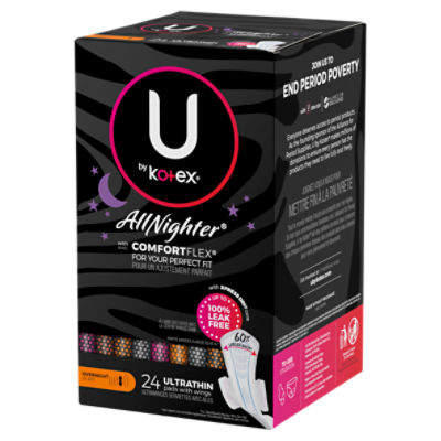 U By Kotex Allnighter Ultra Thin Overnight Pads With Wings