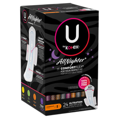 U By Kotex Allnighter Ultra Thin Overnight Pads With Wings