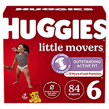 HUGGIES Little Movers Diapers, Size 6, Over 35 lb, 84 count
