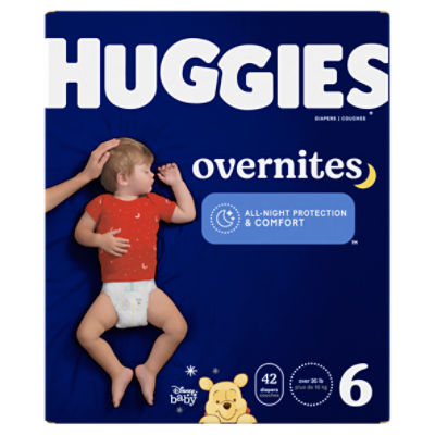 Huggies Overnites All Night Protection & Comfort Diapers, Size 6, Over 35 lb, 42 count