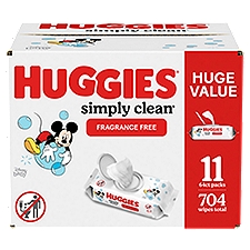 HUGGIES Simply Clean Unscented Baby Wipes, 11 pack, 704 count