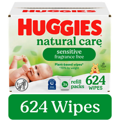 Huggies Natural Care Sensitive Fragrance Free Baby Wipes, 624 Count